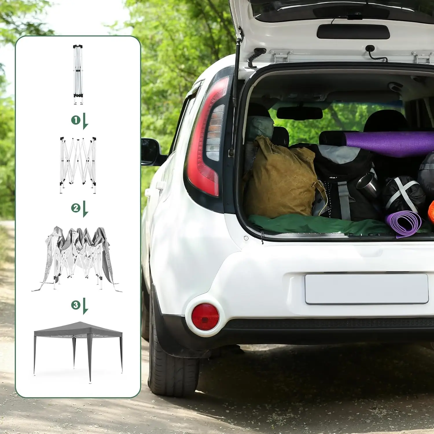 خيمة مظلة شرفة منبثقة لحديقة الزفاف الخارجية، 2 × 2 مظلة سرادق خارجية للتخييم وحفلات الزفاف قابلة للطي باللون الرمادي