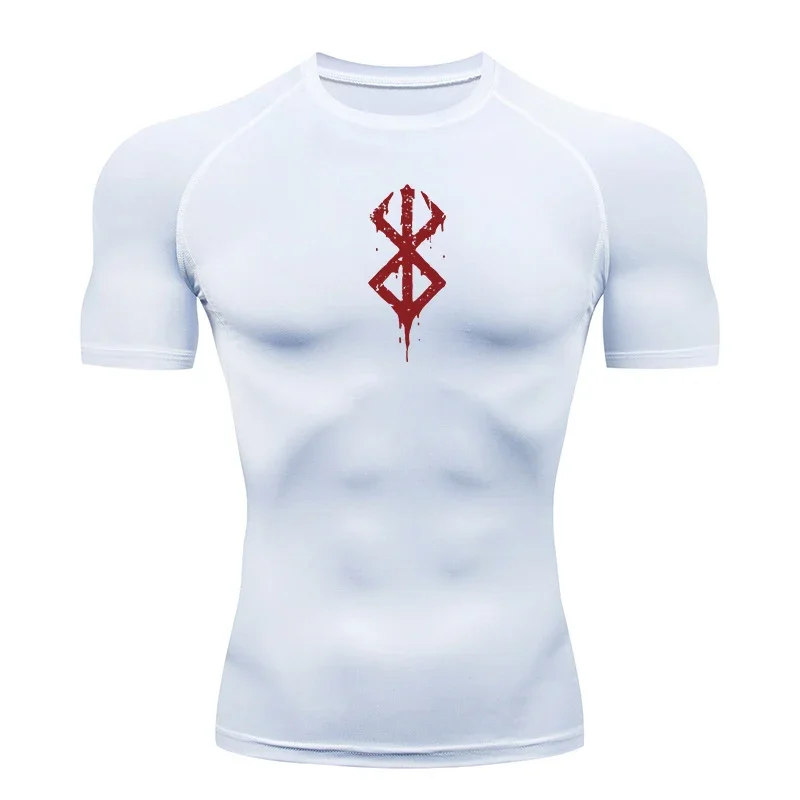 Anime Berserk Compression Shirts Summer Short Sleeve Rash Guard Gym Workout T-shirt Athletic Quick Dry Baselayer Undershirts