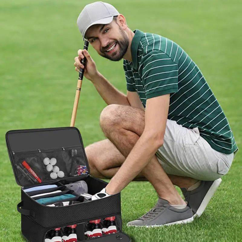 Car Golf Locker Ample Storage For Golf Accessories & Golf Gear Waterproof 2 Shoe Compartments Golf Bag With Ventilated