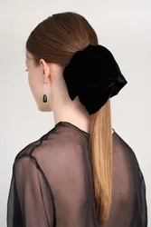 100% Silk Black Velet Hair Scrunchies for Girls Big Size Hair Ropes Trendy Fashion Hair Loop