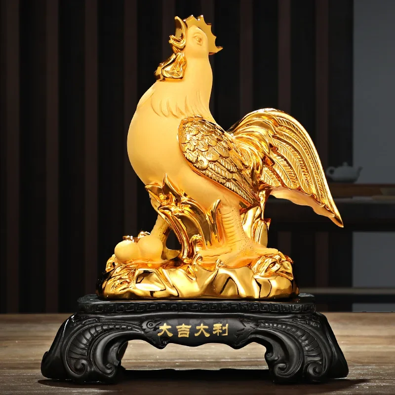 Rooster Year gifts velvet sand Golden Rooster resin crafts zodiac Golden Rooster Chinese decoration shop insurance company gifts