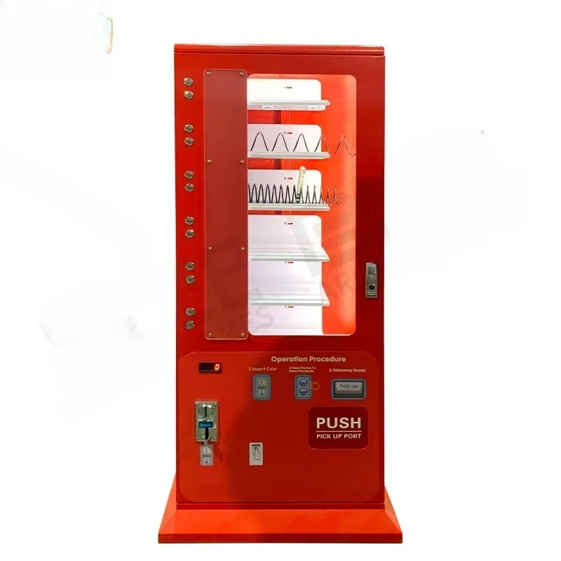 Customized indoor and outdoor automatic coin-operated snack food and beverage small red vending machine