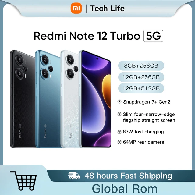 Redmi Note12スマートフォン,ターボ,5g,バージョン256GB,NFC,snapdragon 72/67  W,高速フラッシュ充電,バージョン2023,新版