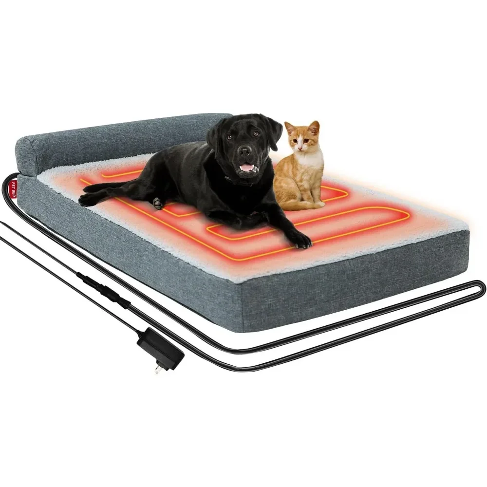 

Heated Dog Bed,Heating pad Orthopedic Dog Bed for Dogs Up to 120 lbs with Memory Foam