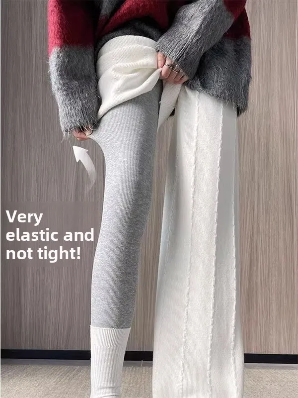 

ay Ribbed Fce Lined Slimming Yoga Pants Women's Base Layer Trousers for Autumn Winter High Waist Long Pants Casual Wear