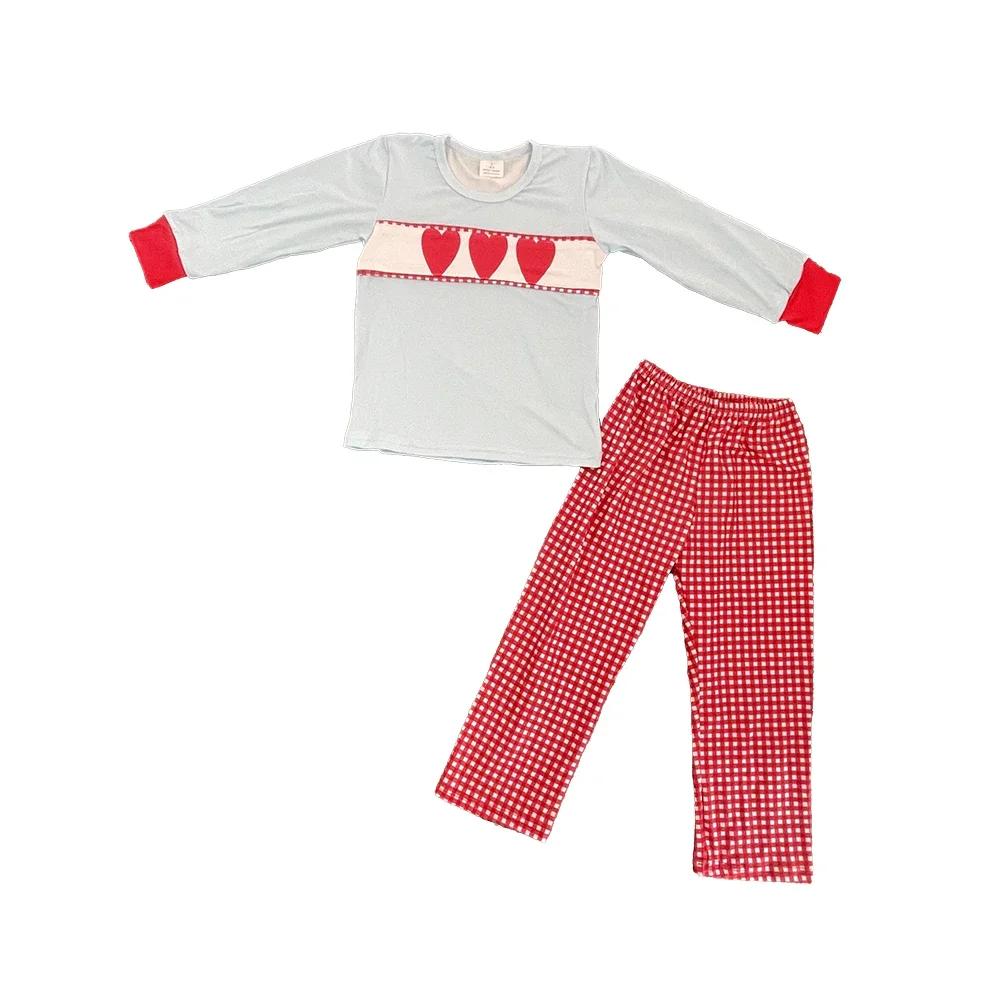 Boutique Girl Valentines Red Heart Print Stripes Outfit Boys Valentine Clothing Heart Shape Outfits With Baby Romper