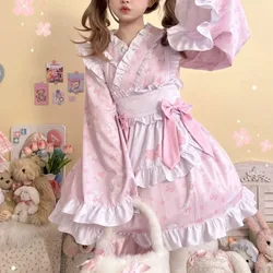 Japanese Fresh and Sweet Lolita2024 New Patchwork Printing Fashion Elegant Slim Fit Casual Long Sleeved Princess Party Dresses