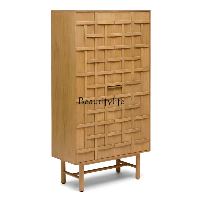 

5Simple modern wabi-sandy wind solid wood dining side cabinet medieval storage storage chest