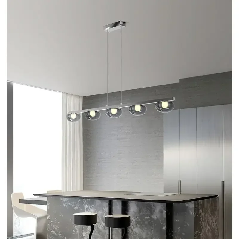 

Nordic Line Glass Ball Minimalist Design Led Ceiling Chandelier for Living Dining Table Room Bar Counter Strip Lusters Fixture