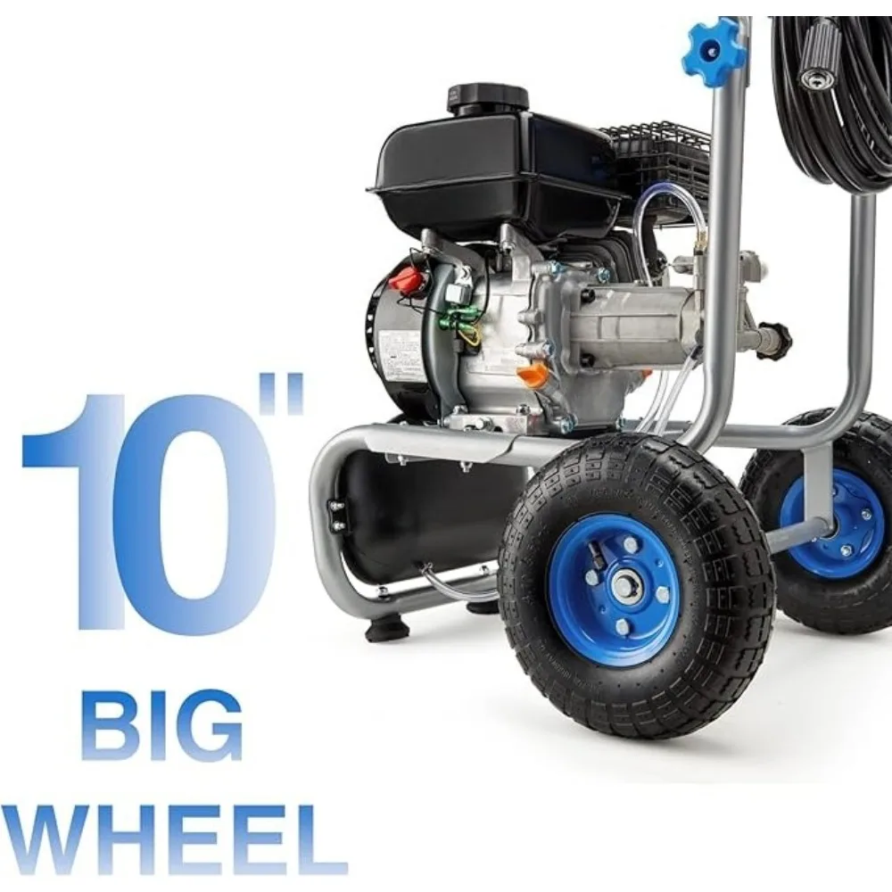 Gas Pressure Washer, Gas Powered High Pressure Washer with Engine, 4 Adjustable Nozzles, h Pressure Hose for Cleaning Walls,