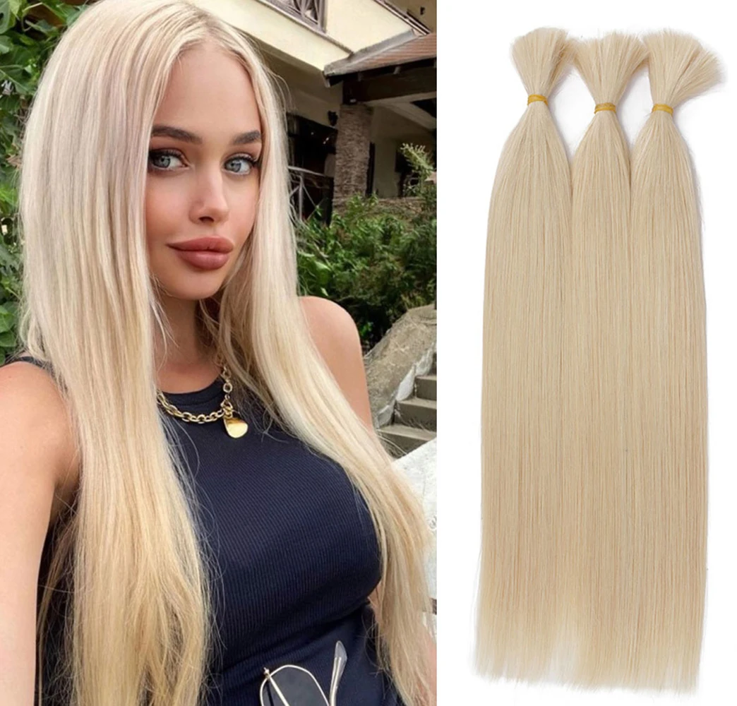 Blonde Human Hair Bulk Hair Machine Made Virgin 100% Remy Straight Hair Bulk 16-28inch 100g Natural Blonde Hair Extension