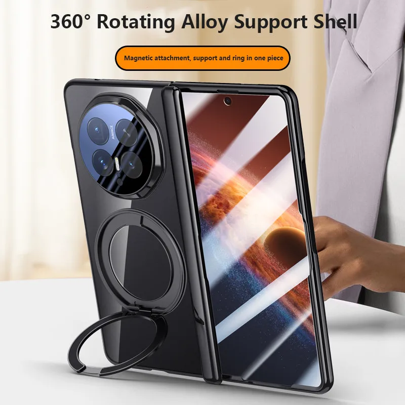 

Electroplated Magnetic Bracket Case For Huawei Honor Magic V6 5G Fold Hinge Protective Cover With Tempered Film