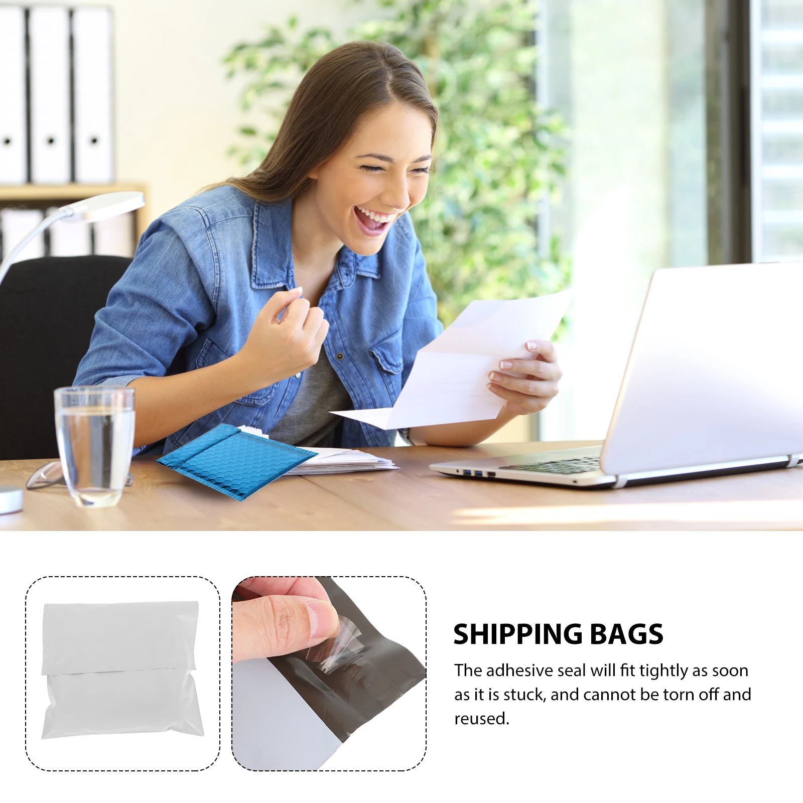 

100 Pcs Waterproof Express Bag Plastic Envelopes with Closure Mail Bags for Shipping Package Packing