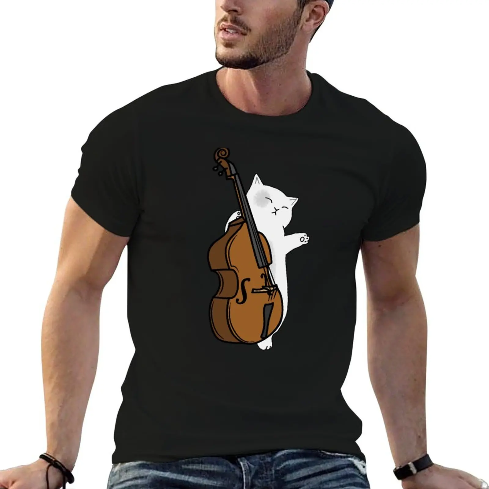 

Cute Cat Double Bass Player For Double Bass Player And Classical Musician As A Double Bass T-Shirt t shirt man designer T-Shirt