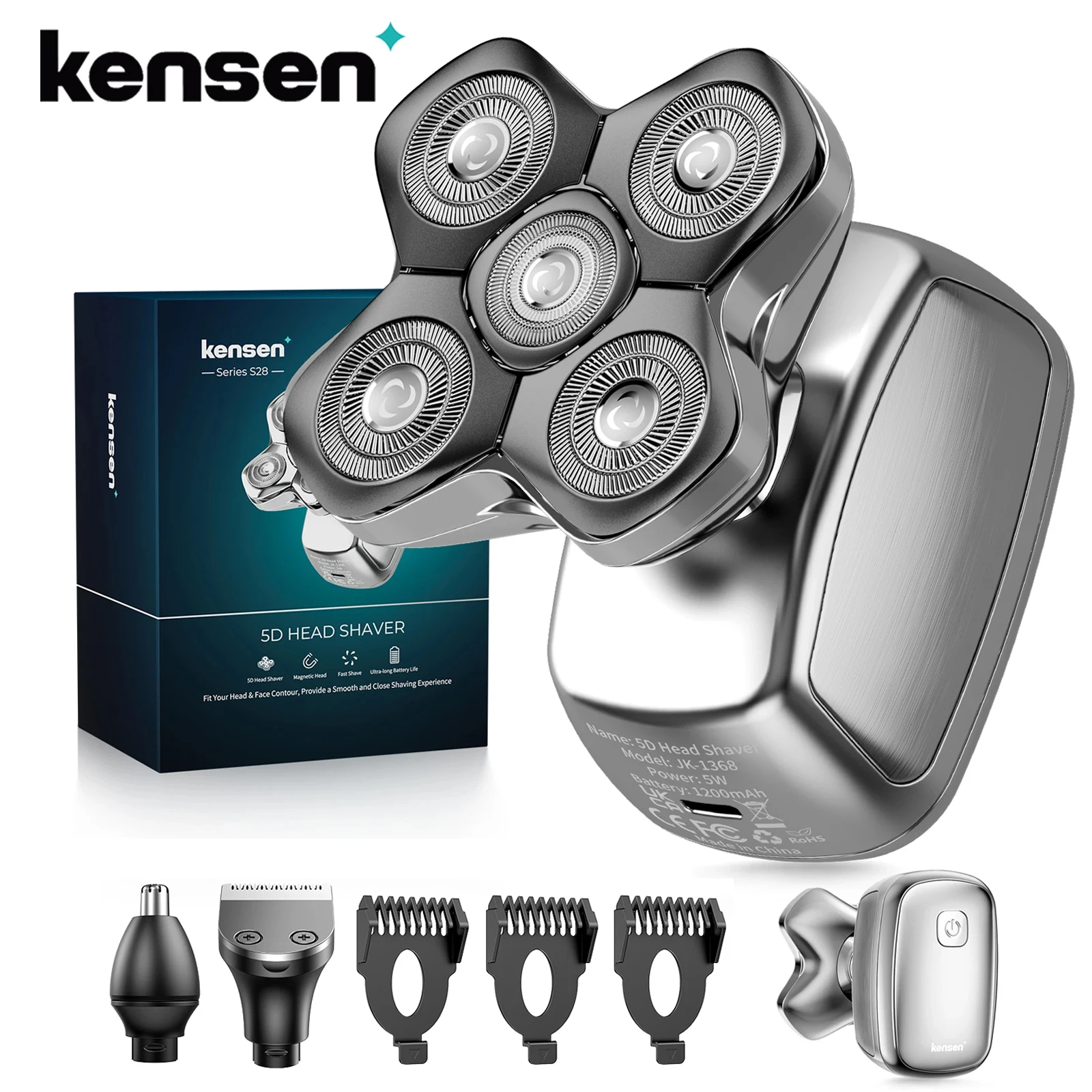 KENSEN-Rasoir électrique aste 5 en 1 S28 pour homme blad, rasoir 5D à tête flottante, tondeuse à barbe, machine à raser