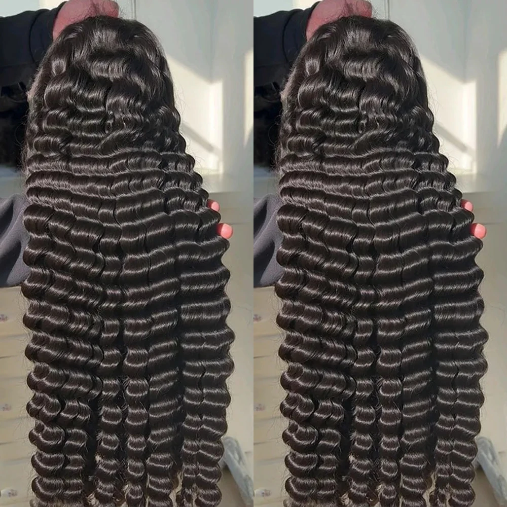 13x6 HD 30 40 inch losse krullende kanten voorkant 100% menselijk haar pruiken diep watergolf 360 13x4 kant frontale ruwe Braziliaanse remy haar pruik - afbeelding 2