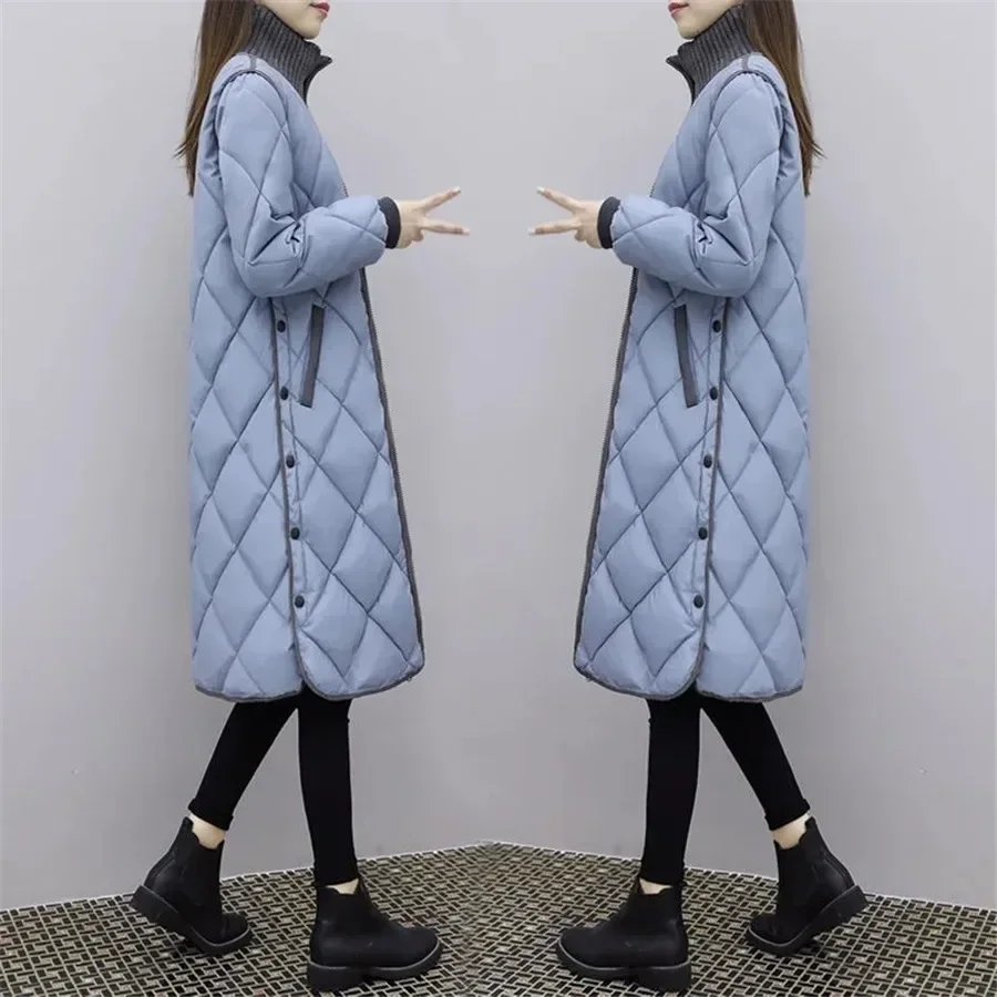 

Thicken Turtleneck Parkas Coats Women Casual Snow Wear Warm Long Down Cotton Jackets Loose High Appearance Level High Quality