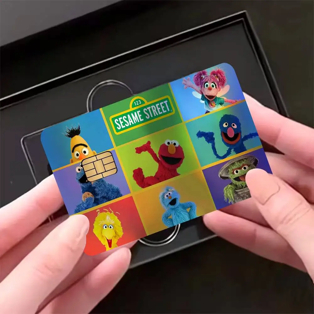 S-Sesame Street TV Cute Cartoon Laser Reflective Bank Card Stickers Cute Stylish Daily Decoration Gift