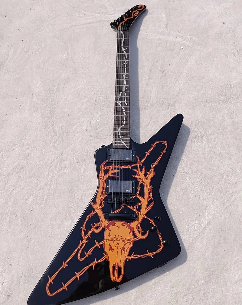 

In stock,Custom James Hetfield Elk Skull Explorer electric guitar HH pickup , guaranteed quality, in stock, fast delivery