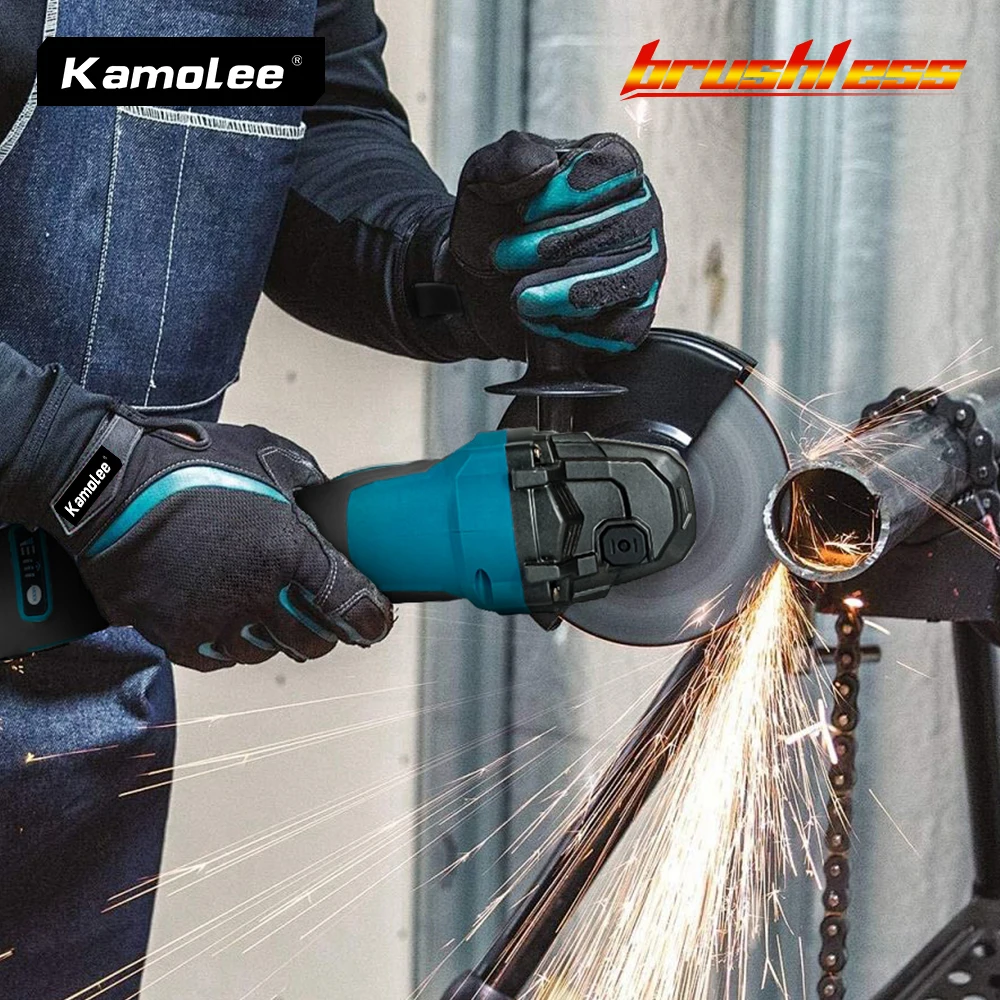 Kamolee M10 100MM/125MM 18500RPM Brushless Electric Angle Grinder 3 Speed Cutting Power Tools Compatible For Makita 18V Battery