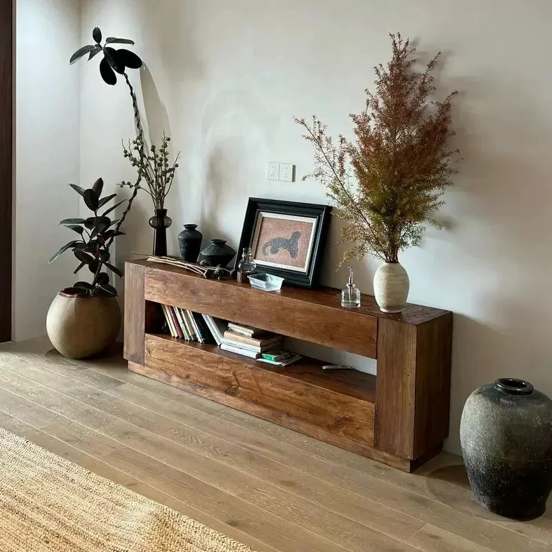 Vintage Sturdy Tv Cabinet Wooden Elegant Italian Aesthetic Tv Cabinet Classic Space saving Meubles De Maison Furniture Home