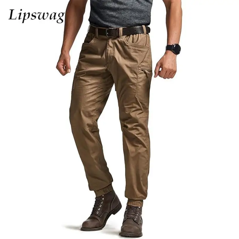 

Vintage Drawstring Cargo Pants Mens Streetwear Fashion Solid Color Slim Pants For Men Spring Fall New Casual Multi Pocket Pants