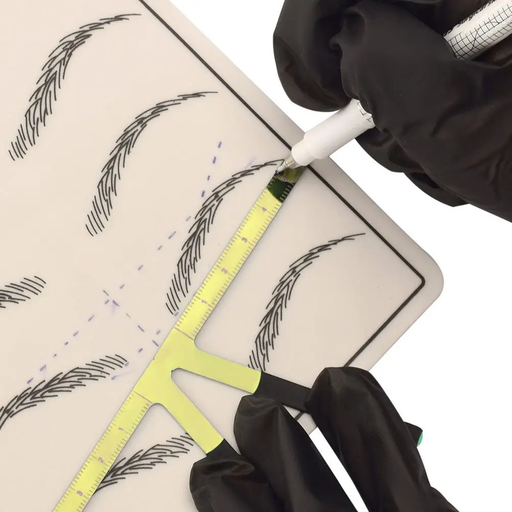 Premium Stainless Steel Eyebrow Ruler with Clear Scale Markings for Easy Measurement Triangle Shape Design High Durability