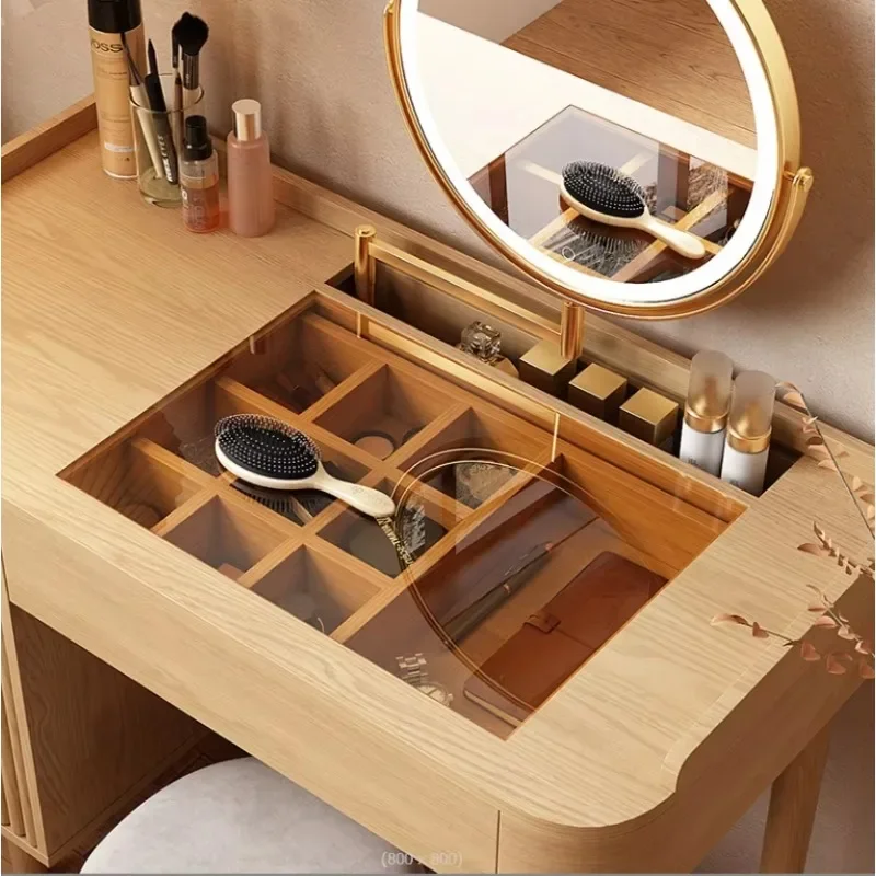 Luxury bedroom solid wood ash wood dresser with mirror hotel bedroom dressing table and chairs