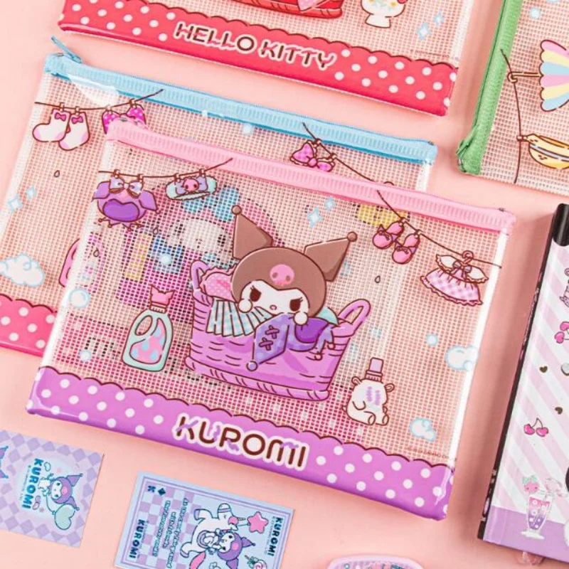 

4/12PCS SANRIO KUROMI мелодия KITTY грид карандаш чехол мультипликационный мешок хранения канцелярских принадлежностей файл почтовая почта школьные принадлежности подарок для детей