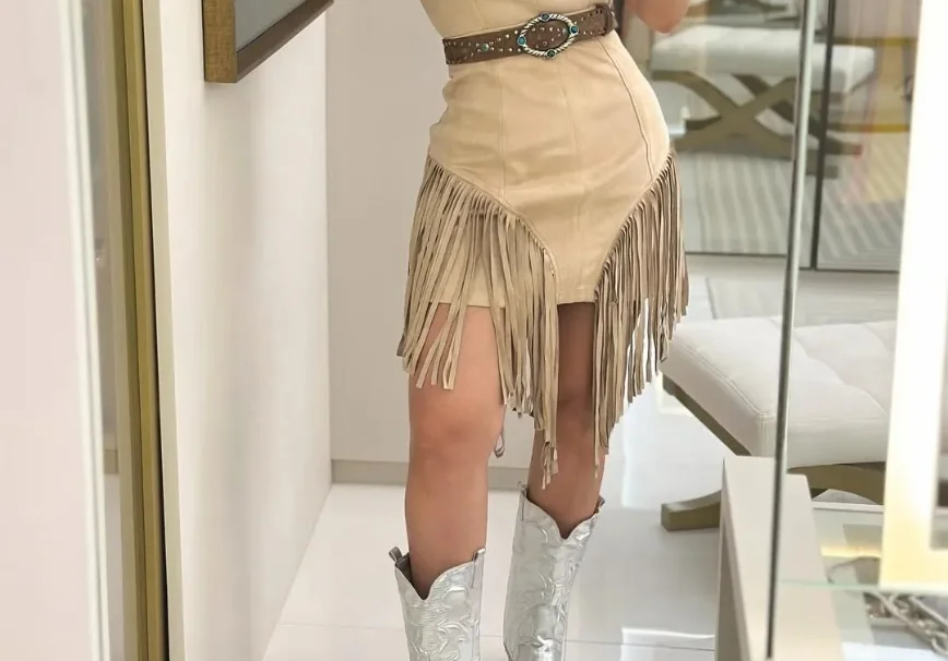 

Womens Dresses 2025 Spring Summer New Solid Color Square Collar Sleeveless Tassel Hem Design Slim Mini Vest Dress Without Belt