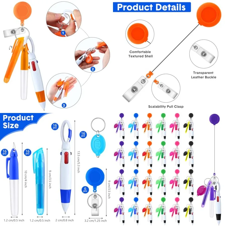 

80 Pcs CNA Nurse Pen Gift Set with Retractable Shuttle Pen, Markers, Mini Tip Highlighter, LED Keychain Mini Flashlight, Badge