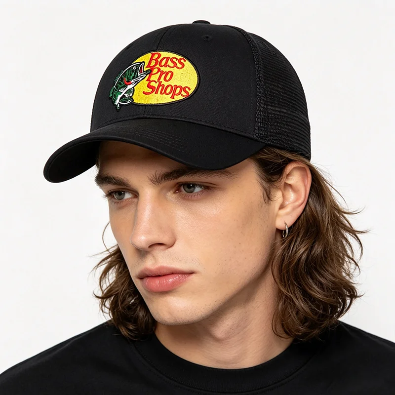 1pc Unisex Letter Fish Embroidery Hip-hop Hat Four Seasons Outdoor Adjustable Casual Baseball Caps Sunscreen Hat Trucker Dad Hat