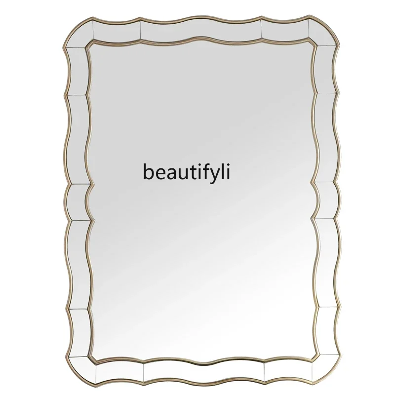 

European bathroom makeup mirror led bedroom with lamp dressing mirror wall hanging retro decorative enigma mirror