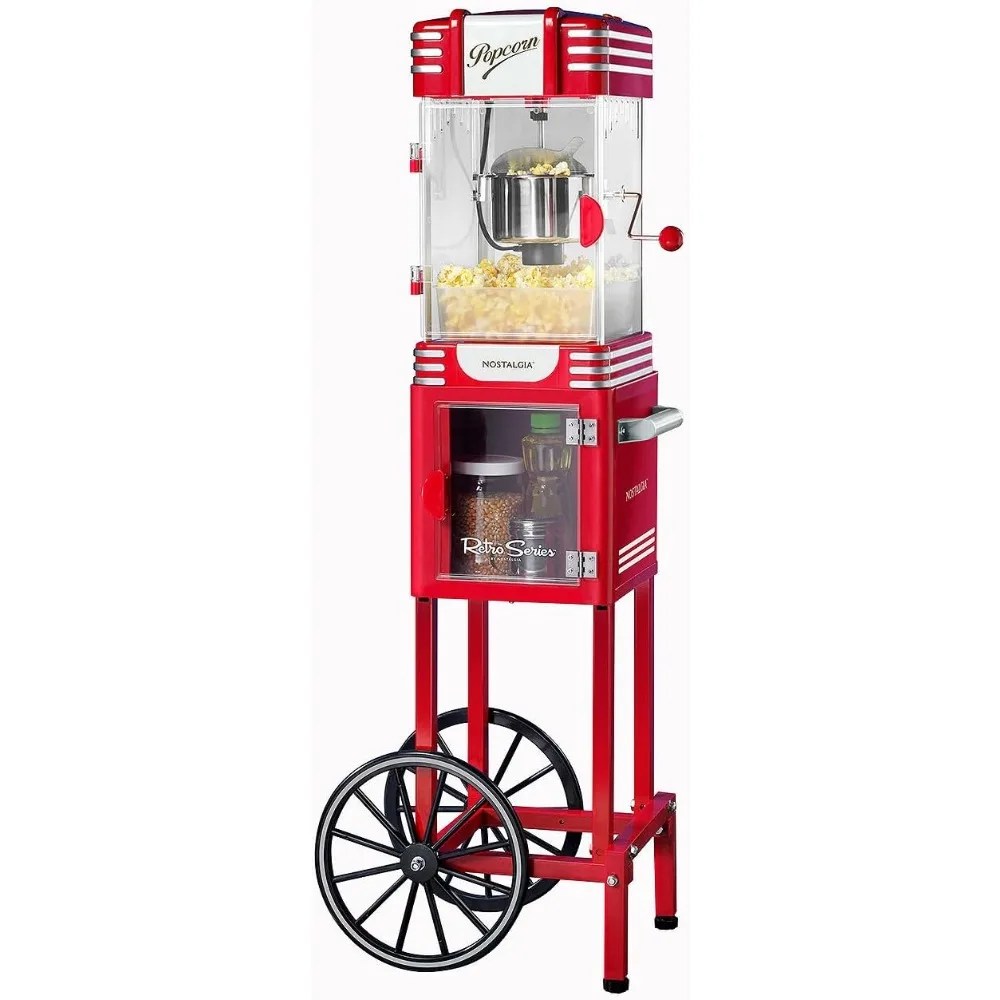 Popcorn Maker Machine - Professional Cart With 2.5 Oz Kettle Makes Up to 10 Cups - Vintage Popcorn Machine Movie Theater Style