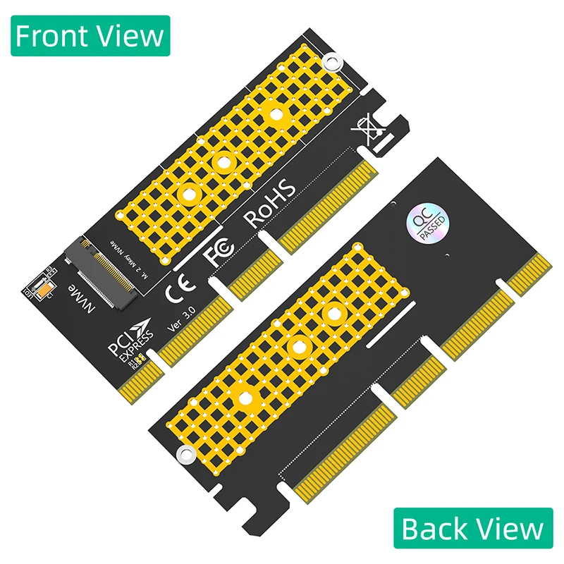 Expansão Card Riser Converter com LED, M.2 NVME, Chave M para PCI Express X4, X8, X16 Adaptador, Suporta 2230, 2242, 2260, 2280, M2 NVME SSD