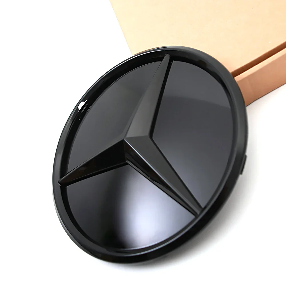 Black Border 3D Mirror Emblem For Mercedes Benz E-Class W213 2016-2020 Silver Car Front Grilled Star Emblem Logo Car Accessories