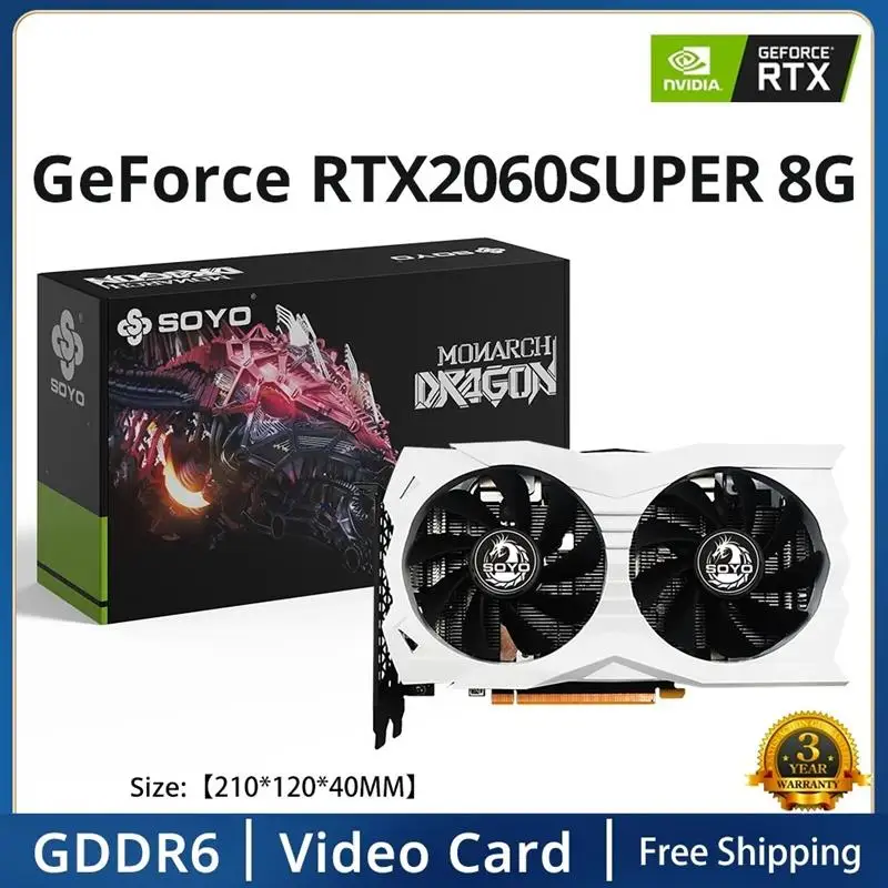 Good Nvidia Geforce RTX 2060 SUPER GDDR6 8G Graphics Card 256Bit White Video Gaming Card Full New GPU RGB Card