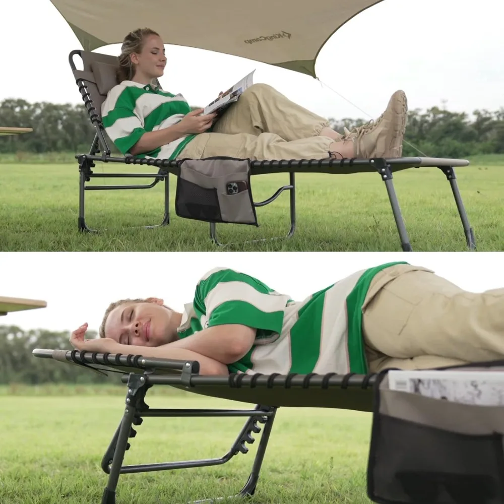 كرسي صالة محمول قابل للطي للاستخدام الخارجي - 4 أوضاع قابلة للتعديل، كرسي تخييم خفيف الوزن على الشاطئ وحمام السباحة #6