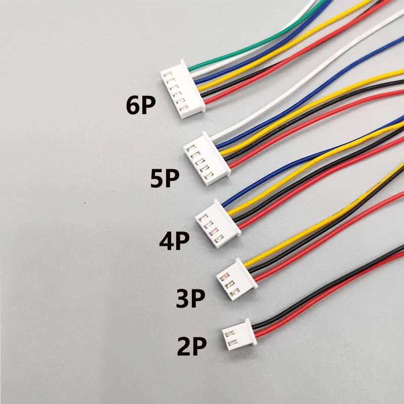10Pcs JST XH 2.54mm Pitch Plug Color Cable Connectors 2-12 Pin Options 10CM-30CM Length 26AWG Wire for Electronics