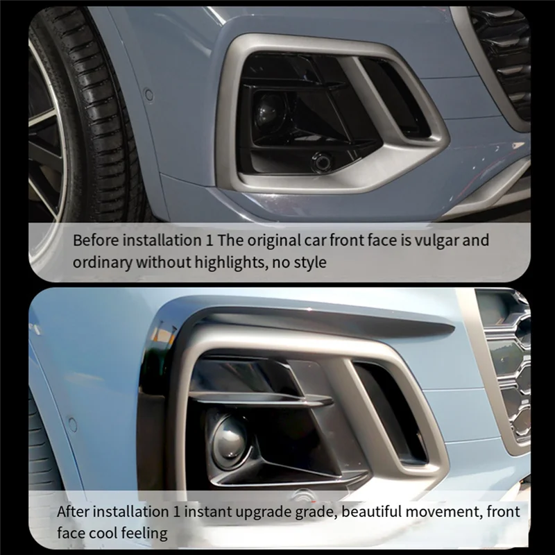 

Well 1Pair Front Bumper Air Knife Trim Fog Light Eyebrow For Q5 RS SQ5 2020-2024 Fog Lamp Splitter Spoiler Fangs Cover