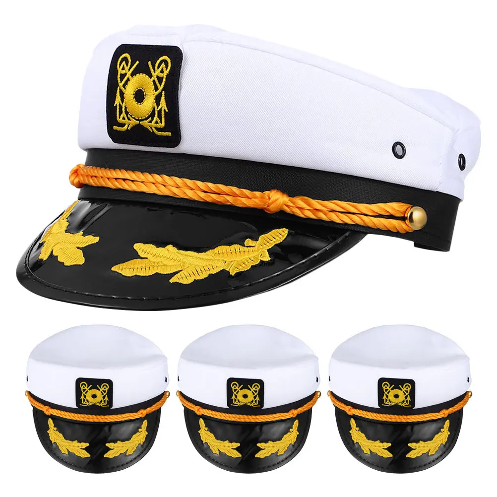 

4Pcs Embroidered Navy Captain Hats Adjustable Sailor Marine Caps for Boating Costume Captains Costume Hat