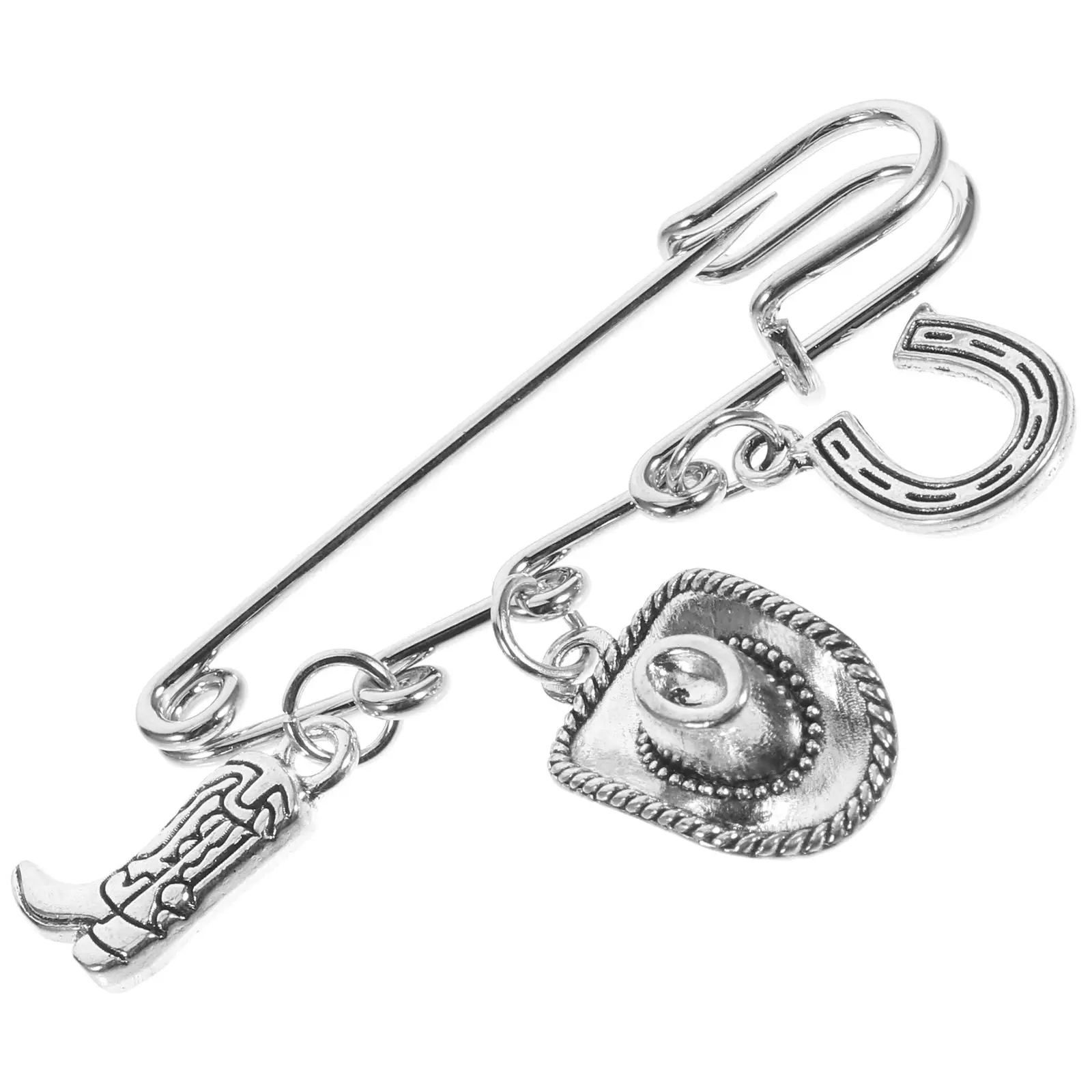 Alloy Western Cowboy Brooch Elegant Sweater Cardigan Shawl Collar Clip Safety Pin for Women Western Brooch Brooches for Women