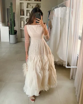 チュールミドル丈ドレス,台形カット,スクープネック,ウエディング,クラシックで絶妙なモダンスタイル,ユニセックス,チャイニーズスタイル,カスタム