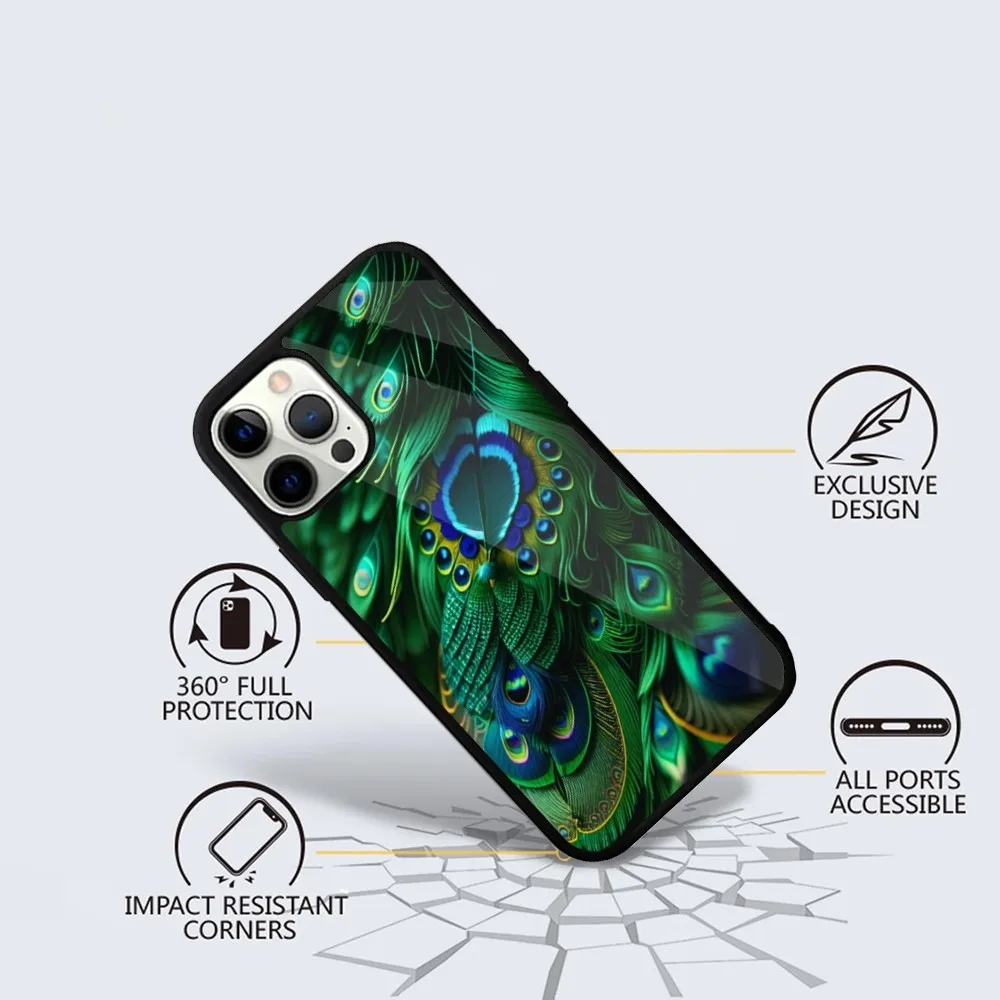 Peacock Feathers   Phone Case For iPhone 15,14,13,12,11,Plus,Pro,Max Mini Magsafe Magnetic Wireless Charging