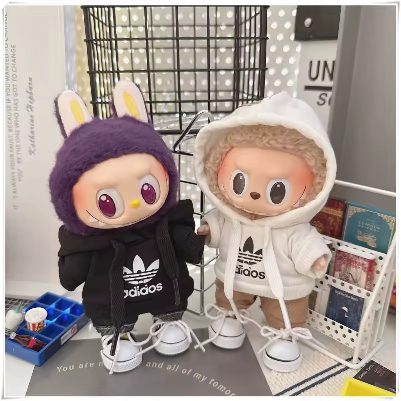 15/17cm Labubu V1 V2 Doll Clothing Fashion Hoodie and Pants Set Korean Idol Trendy DIY Doll Clothing Accessories Toy Gift - AliExpress 