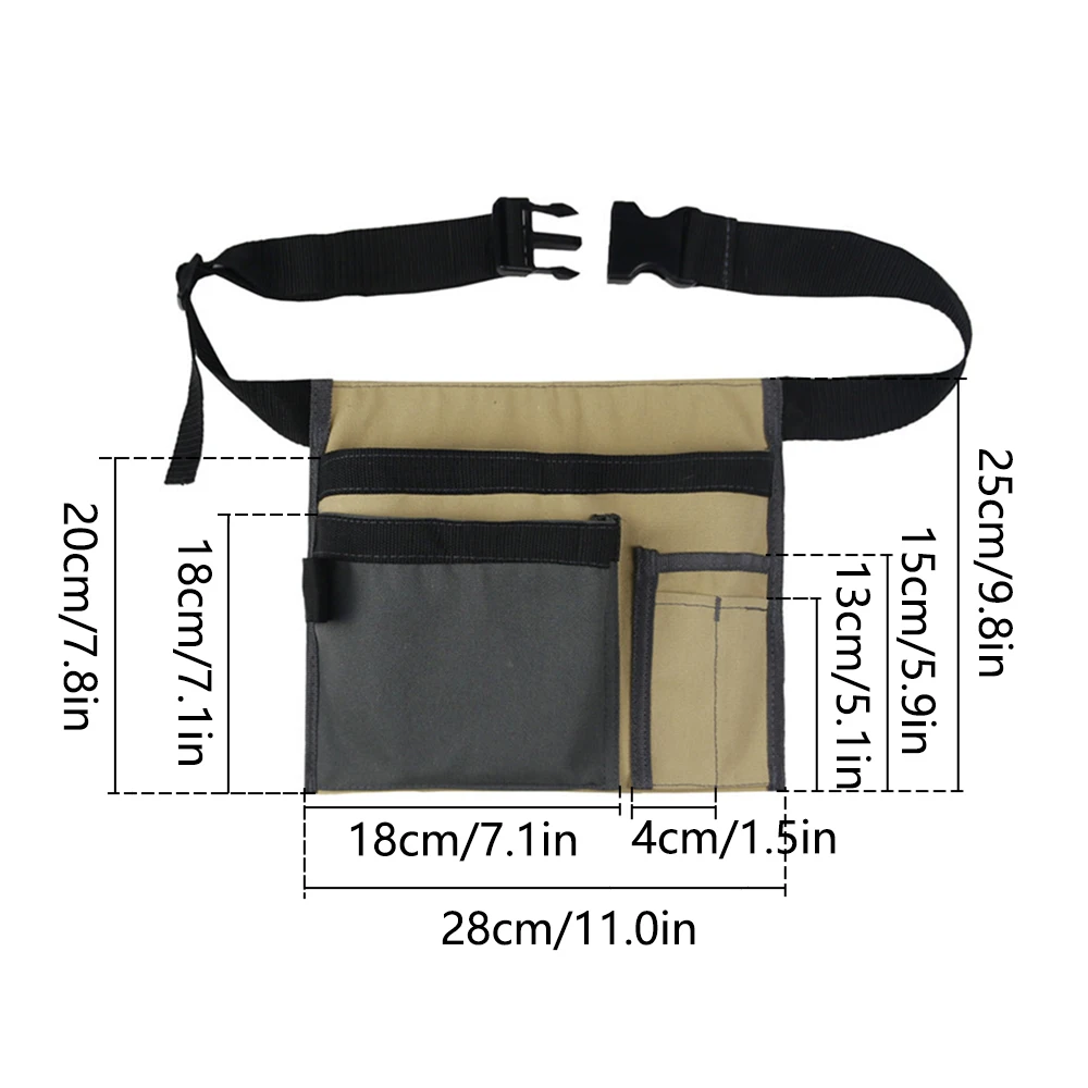 Canvas Multifunctional Tool Waist Belt Bag Adjustable Belt Multi-pockets Waist Tool Bag Foldable Storage Holder Organizer Pouch