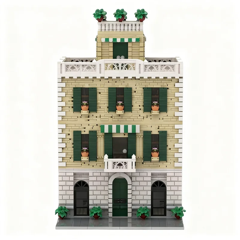 2296pcs MOC Italian Modular Apartments & Ristorante Modular Buildings Model Building Blocks Toy Creative Education DIY Assemble