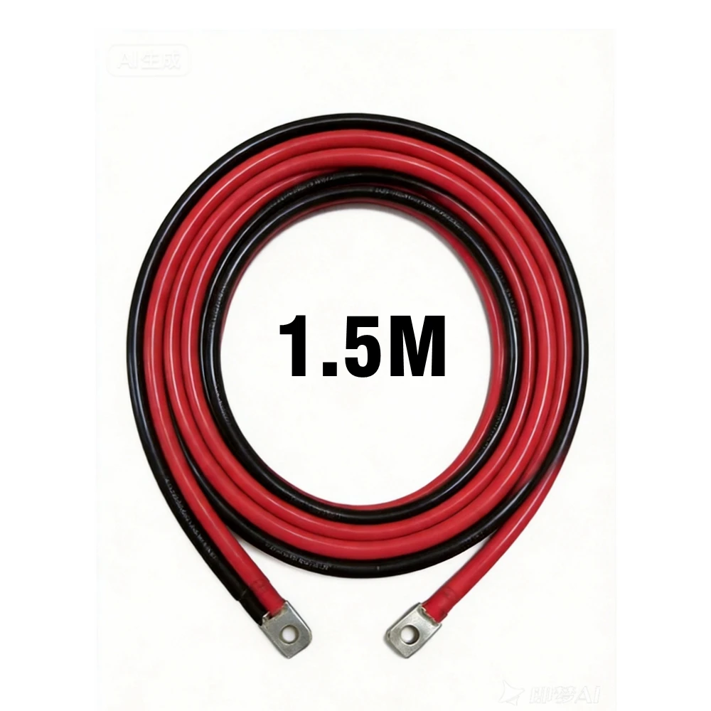 Câble de connexion 50mm² 1,5M pour boîtier de batterie 48V vers onduleur, connecteur ESS, prise terminale M8, âme en cuivre parallèle