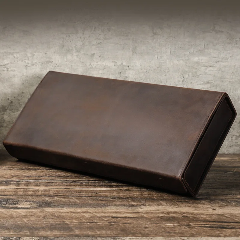 Vintage Crazy Horse Leather Sunglasses Storage Box Handmade Sunglasses Case Portable Leather Glasses Case