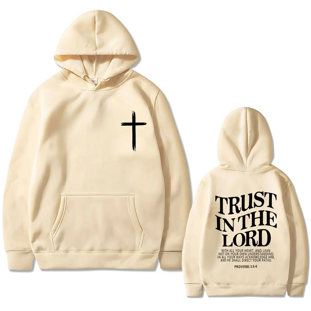 Christian Jesus Trust in The Lord Bible Verse Art Aesthetic Print Hoodie Men Women Fashion Casual Pullover Male Vintage Hoodies